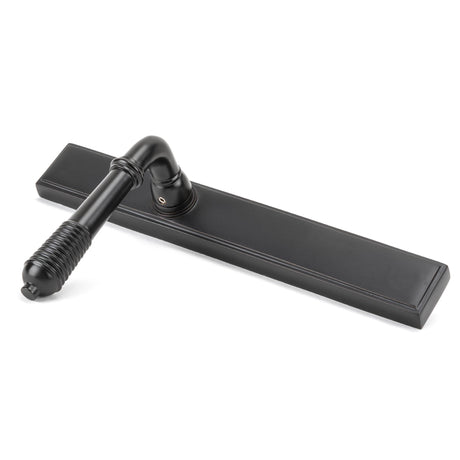 From The Anvil - Aged Bronze Reeded Slimline Lever Espag. Latch Set | Sku. 45427 | Trade Door Handles.