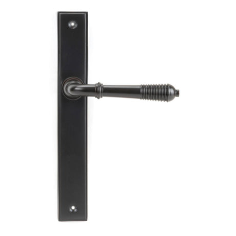 From The Anvil - Aged Bronze Reeded Slimline Lever Espag. Latch Set | Sku. 45427 | Trade Door Handles.