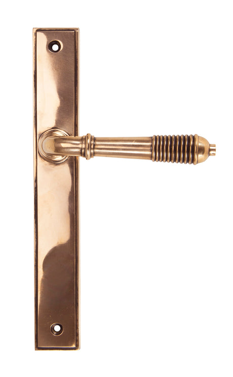 From The Anvil - Polished Bronze Reeded Slimline Lever Espag. Latch Set | Sku. 45428 | Trade Door Handles.