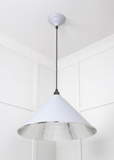 From The Anvil - Hammered Nickel Hockley Pendant in Birch | Sku. 45433BI | Trade Door Handles.