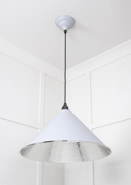 From The Anvil - Hammered Nickel Hockley Pendant in Birch | Sku. 45433BI | Trade Door Handles.