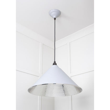 From The Anvil - Hammered Nickel Hockley Pendant in Birch | Sku. 45433BI | Trade Door Handles.