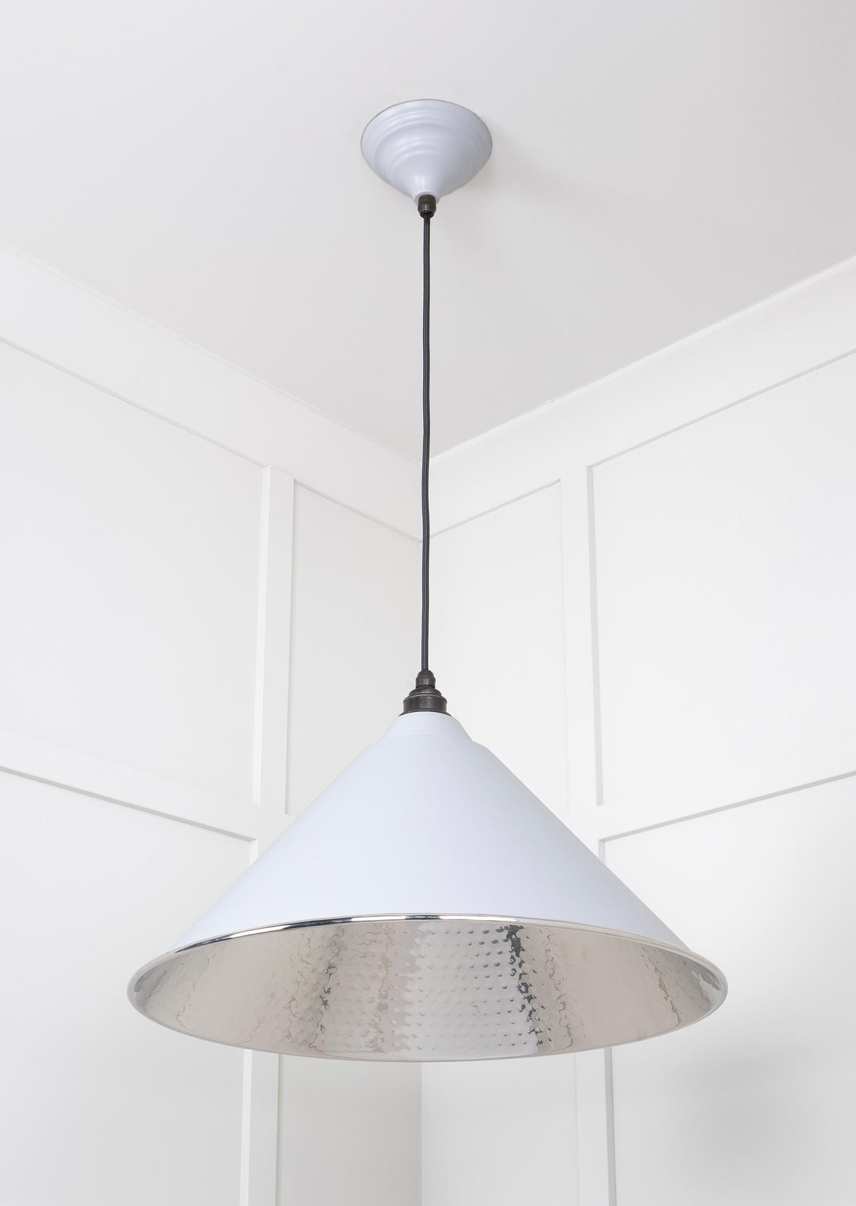 From The Anvil - Hammered Nickel Hockley Pendant in Birch | Sku. 45433BI | Trade Door Handles.