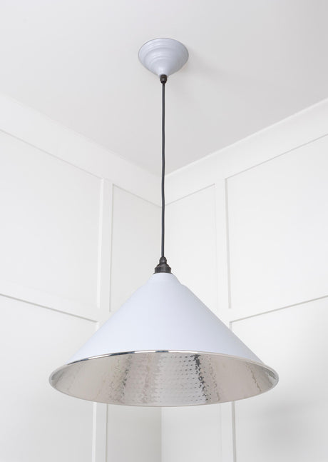 From The Anvil - Hammered Nickel Hockley Pendant in Birch | Sku. 45433BI | Trade Door Handles.