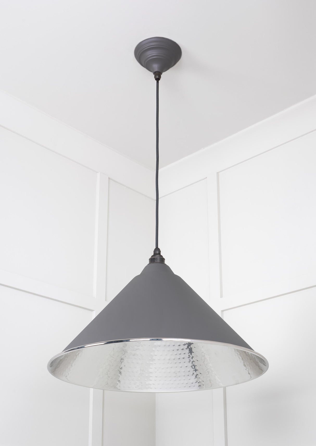 From The Anvil - Hammered Nickel Hockley Pendant in Bluff | Sku. 45433BL | Trade Door Handles.