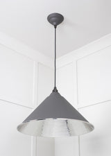From The Anvil - Hammered Nickel Hockley Pendant in Bluff | Sku. 45433BL | Trade Door Handles.