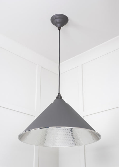 From The Anvil - Hammered Nickel Hockley Pendant in Bluff | Sku. 45433BL | Trade Door Handles.