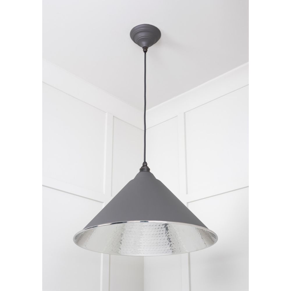 From The Anvil - Hammered Nickel Hockley Pendant in Bluff | Sku. 45433BL | Trade Door Handles.