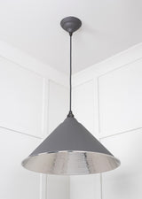 From The Anvil - Hammered Nickel Hockley Pendant in Bluff | Sku. 45433BL | Trade Door Handles.