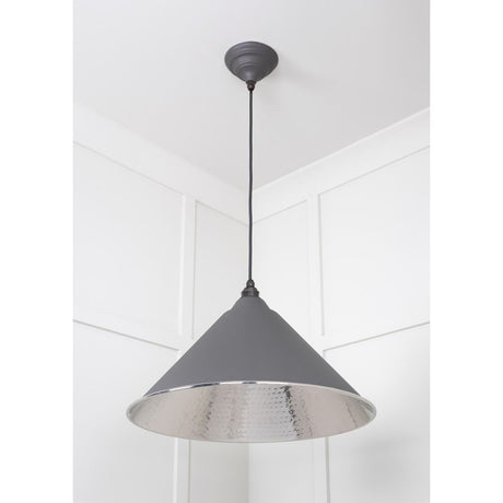 From The Anvil - Hammered Nickel Hockley Pendant in Bluff | Sku. 45433BL | Trade Door Handles.