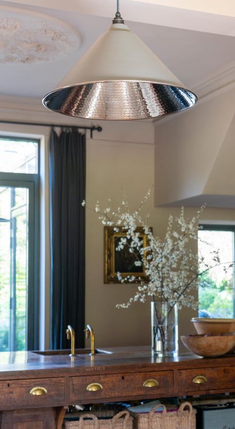 From The Anvil - Hammered Nickel Hockley Pendant in Bluff | Sku. 45433BL | Trade Door Handles.