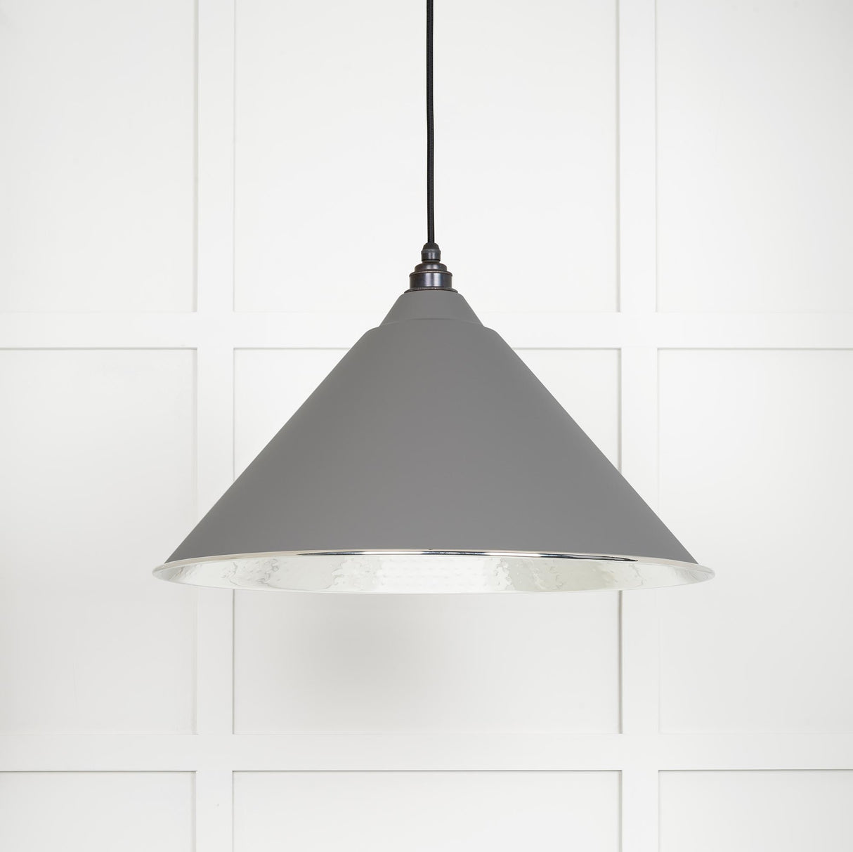From The Anvil - Hammered Nickel Hockley Pendant in Bluff | Sku. 45433BL | Trade Door Handles.
