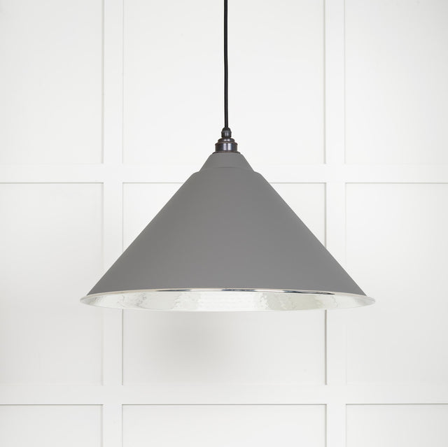 From The Anvil - Hammered Nickel Hockley Pendant in Bluff | Sku. 45433BL | Trade Door Handles.