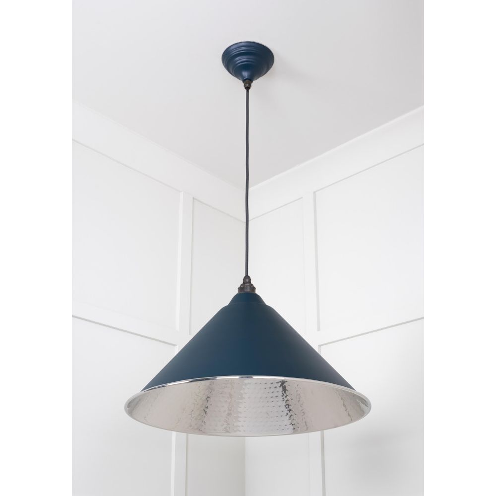 From The Anvil - Hammered Nickel Hockley Pendant in Dusk | Sku. 45433DU | Trade Door Handles.