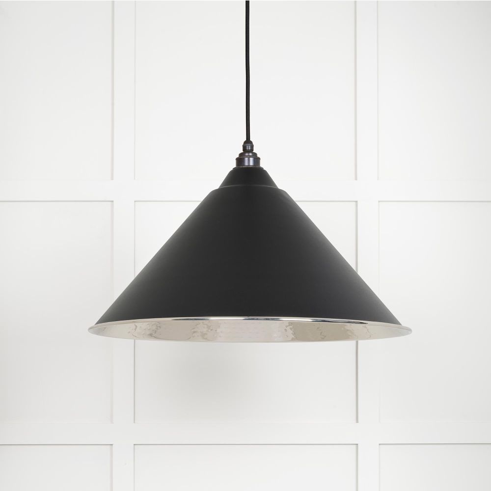 From The Anvil - Hammered Nickel Hockley Pendant in Elan Black | Sku. 45433EB | Trade Door Handles.
