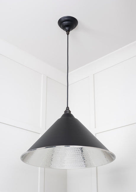 From The Anvil - Hammered Nickel Hockley Pendant in Elan Black | Sku. 45433EB | Trade Door Handles.
