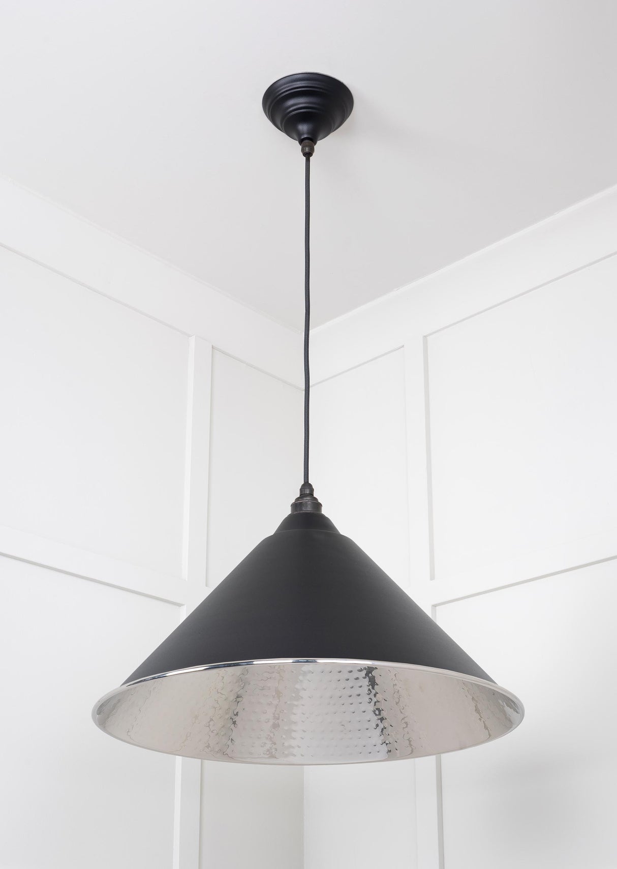 From The Anvil - Hammered Nickel Hockley Pendant in Elan Black | Sku. 45433EB | Trade Door Handles.