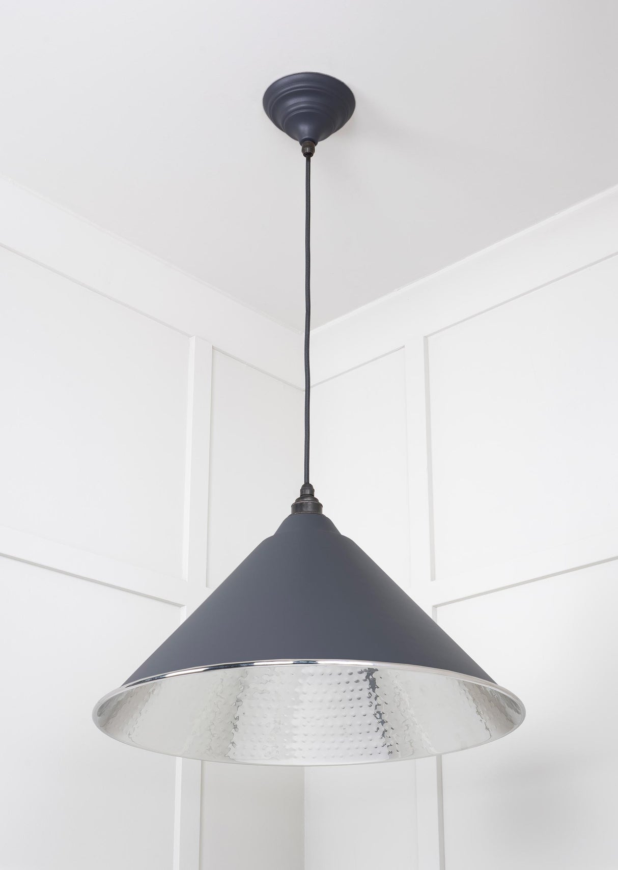From The Anvil - Hammered Nickel Hockley Pendant in Slate | Sku. 45433SL | Trade Door Handles.