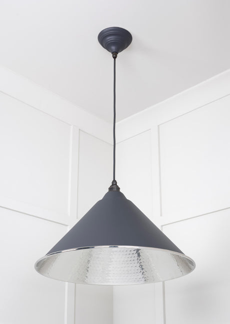 From The Anvil - Hammered Nickel Hockley Pendant in Slate | Sku. 45433SL | Trade Door Handles.