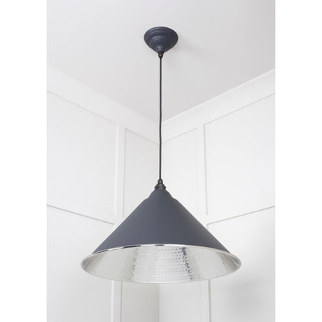 From The Anvil - Hammered Nickel Hockley Pendant in Slate | Sku. 45433SL | Trade Door Handles.