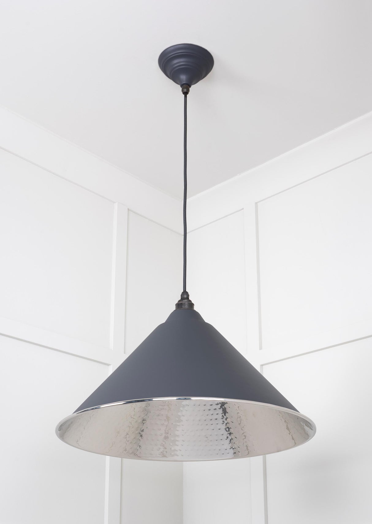 From The Anvil - Hammered Nickel Hockley Pendant in Slate | Sku. 45433SL | Trade Door Handles.