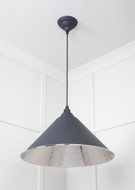From The Anvil - Hammered Nickel Hockley Pendant in Slate | Sku. 45433SL | Trade Door Handles.
