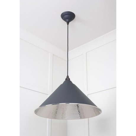 From The Anvil - Hammered Nickel Hockley Pendant in Slate | Sku. 45433SL | Trade Door Handles.