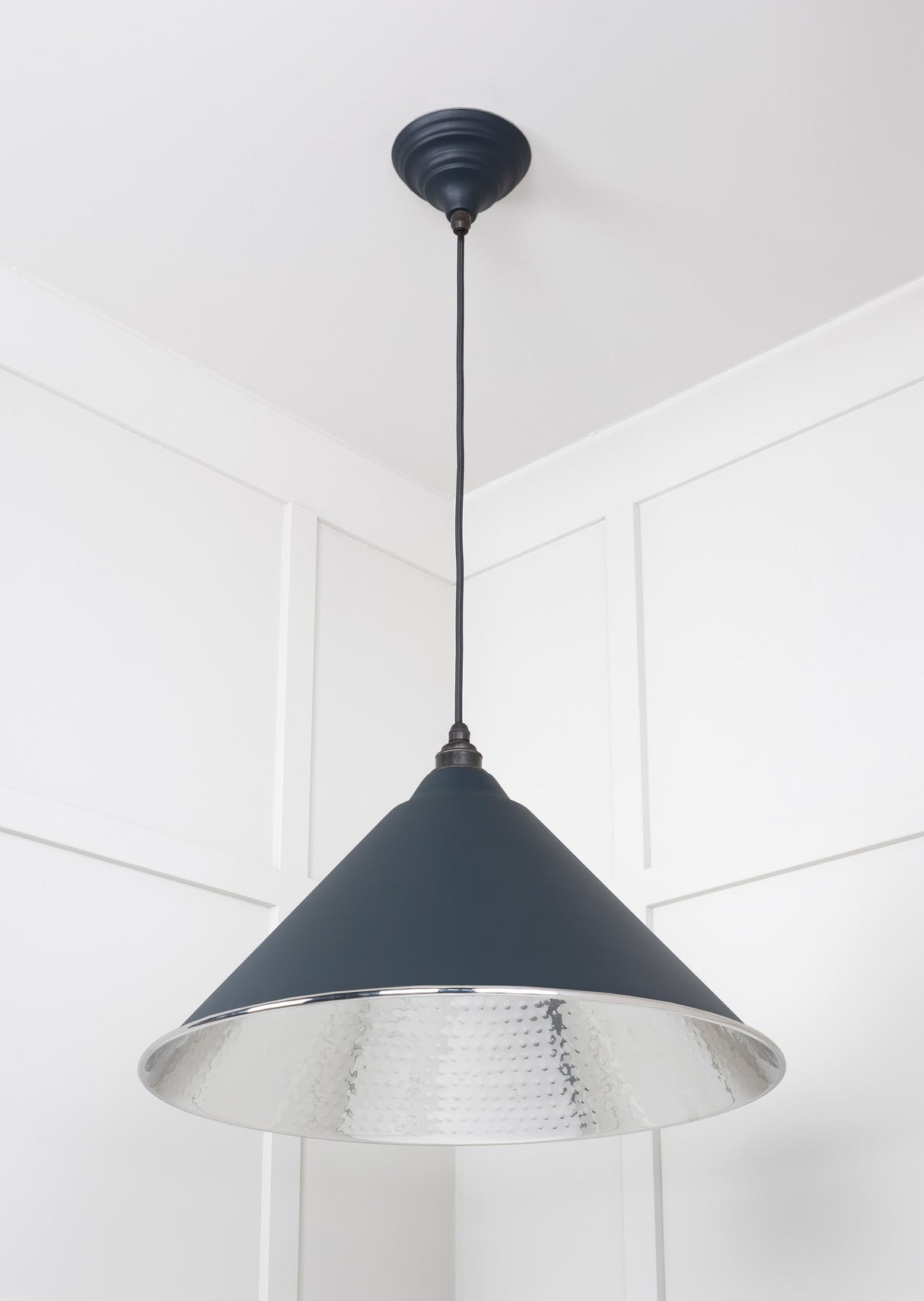 From The Anvil - Hammered Nickel Hockley Pendant in Soot | Sku. 45433SO | Trade Door Handles.