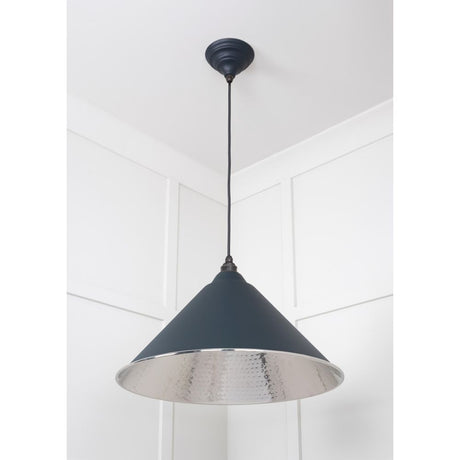 From The Anvil - Hammered Nickel Hockley Pendant in Soot | Sku. 45433SO | Trade Door Handles.