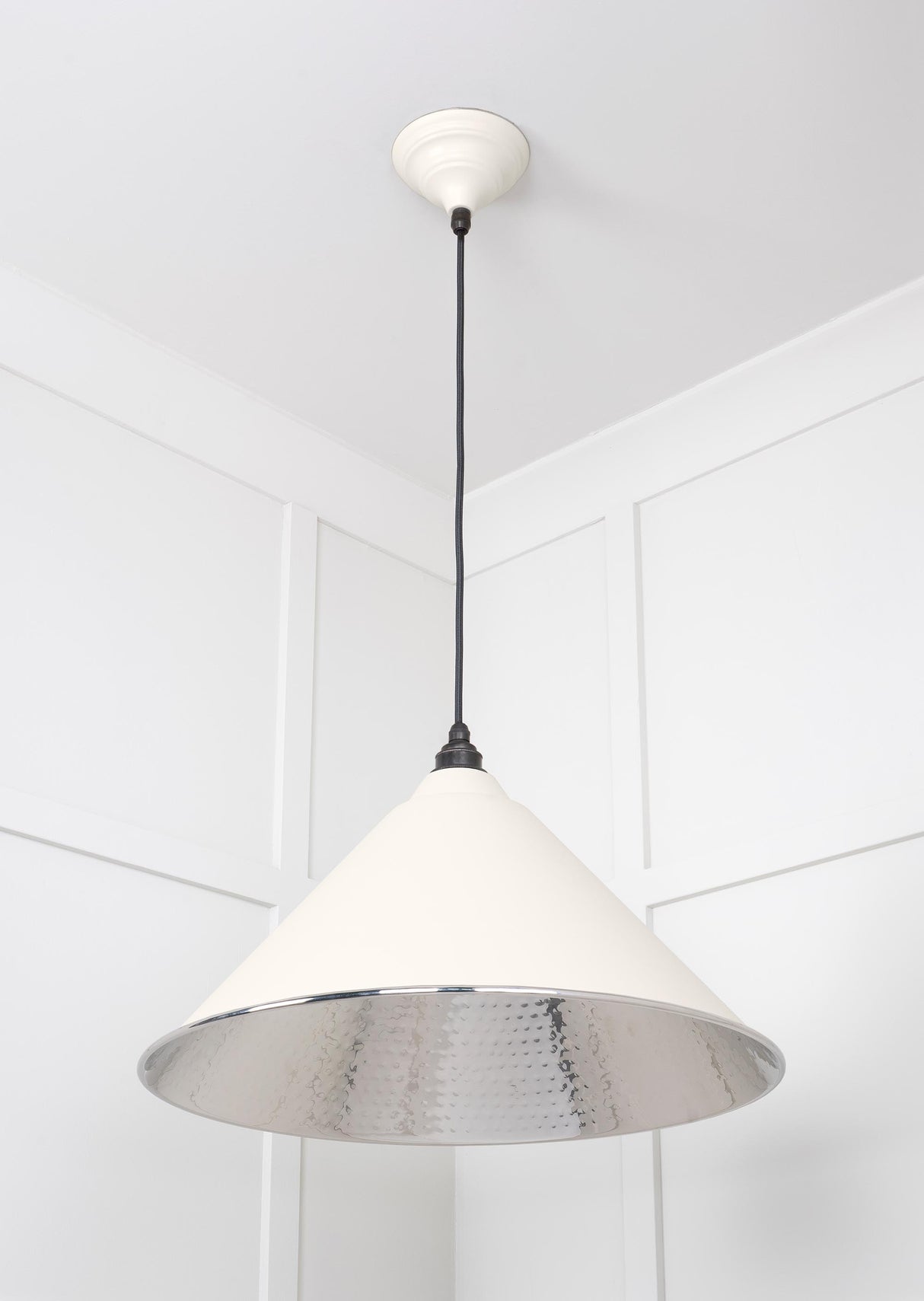 From The Anvil - Hammered Nickel Hockley Pendant in Teasel | Sku. 45433TE | Trade Door Handles.