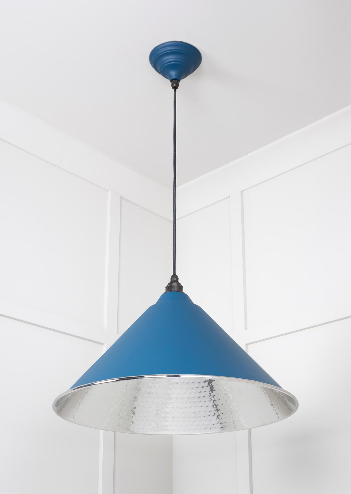 From The Anvil - Hammered Nickel Hockley Pendant in Upstream | Sku. 45433U | Trade Door Handles.