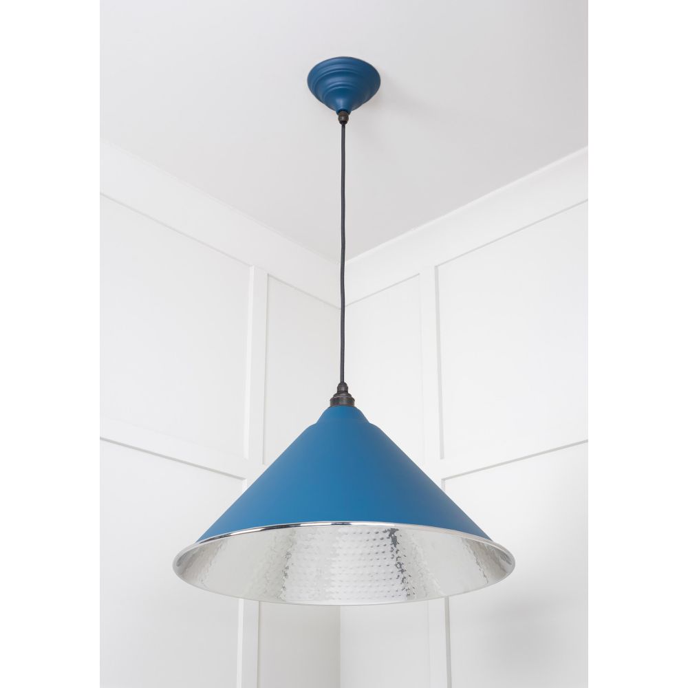 From The Anvil - Hammered Nickel Hockley Pendant in Upstream | Sku. 45433U | Trade Door Handles.