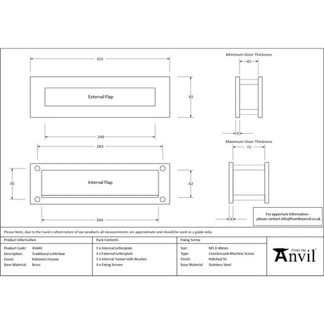 From The Anvil - Polished Chrome Traditional Letterbox | Sku. 45444 | Trade Door Handles.