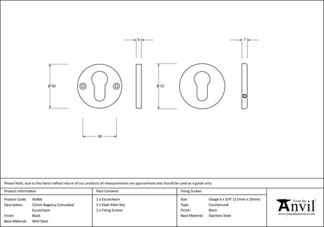 From The Anvil - Black 52mm Regency Concealed Escutcheon | Sku. 45466 | Trade Door Handles.