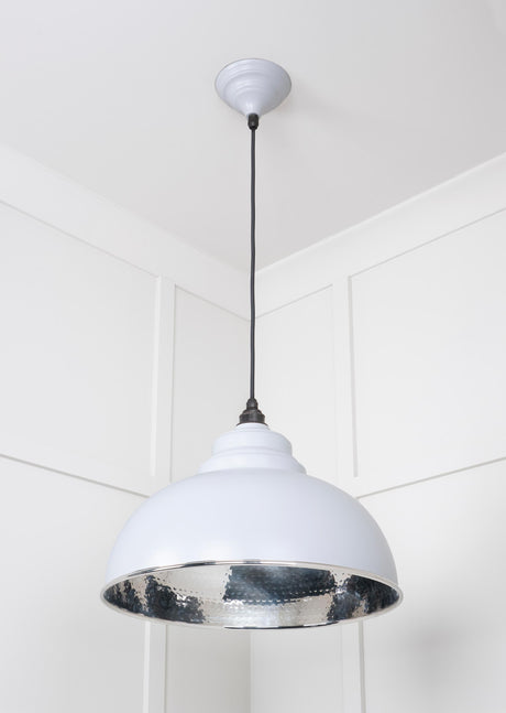 From The Anvil - Hammered Nickel Harborne Pendant in Birch | Sku. 45472BI | Trade Door Handles.