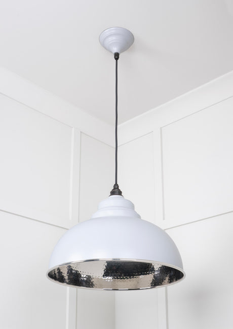From The Anvil - Hammered Nickel Harborne Pendant in Birch | Sku. 45472BI | Trade Door Handles.