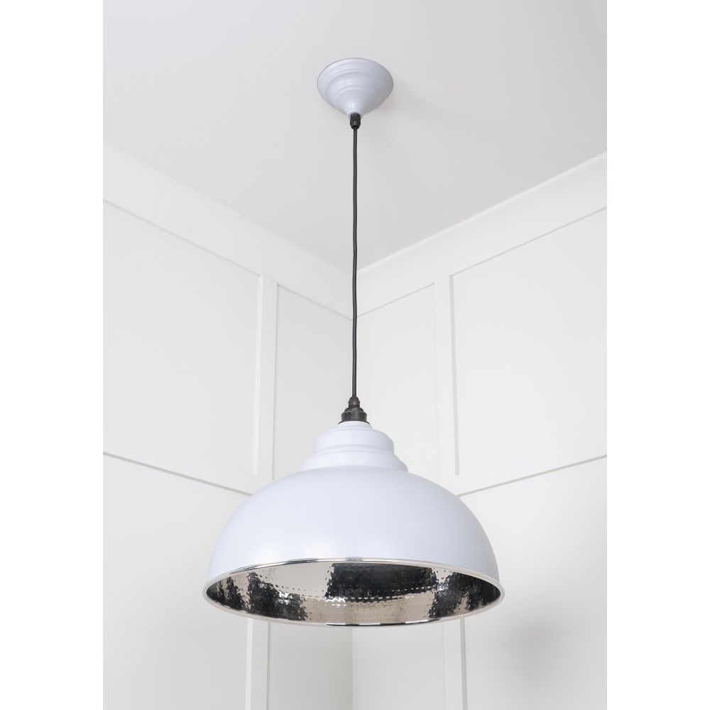 From The Anvil - Hammered Nickel Harborne Pendant in Birch | Sku. 45472BI | Trade Door Handles.