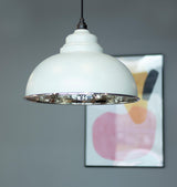 From The Anvil - Hammered Nickel Harborne Pendant in Birch | Sku. 45472BI | Trade Door Handles.