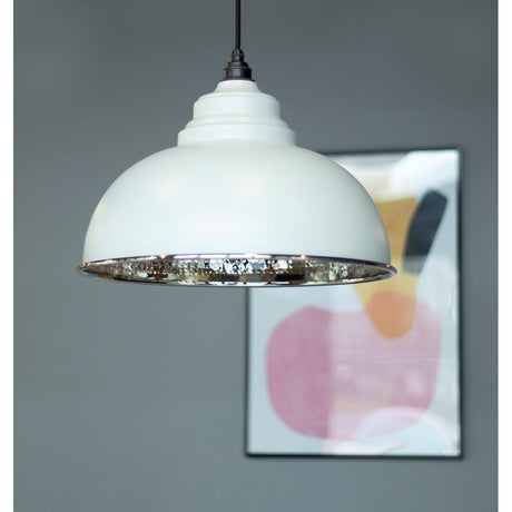 From The Anvil - Hammered Nickel Harborne Pendant in Birch | Sku. 45472BI | Trade Door Handles.