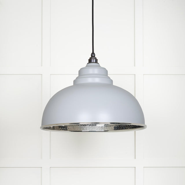 From The Anvil - Hammered Nickel Harborne Pendant in Birch | Sku. 45472BI | Trade Door Handles.