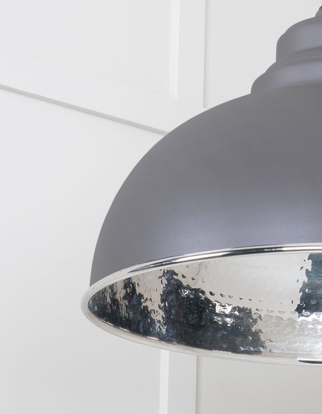 From The Anvil - Hammered Nickel Harborne Pendant in Bluff | Sku. 45472BL | Trade Door Handles.