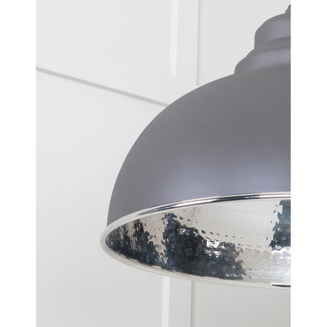 From The Anvil - Hammered Nickel Harborne Pendant in Bluff | Sku. 45472BL | Trade Door Handles.