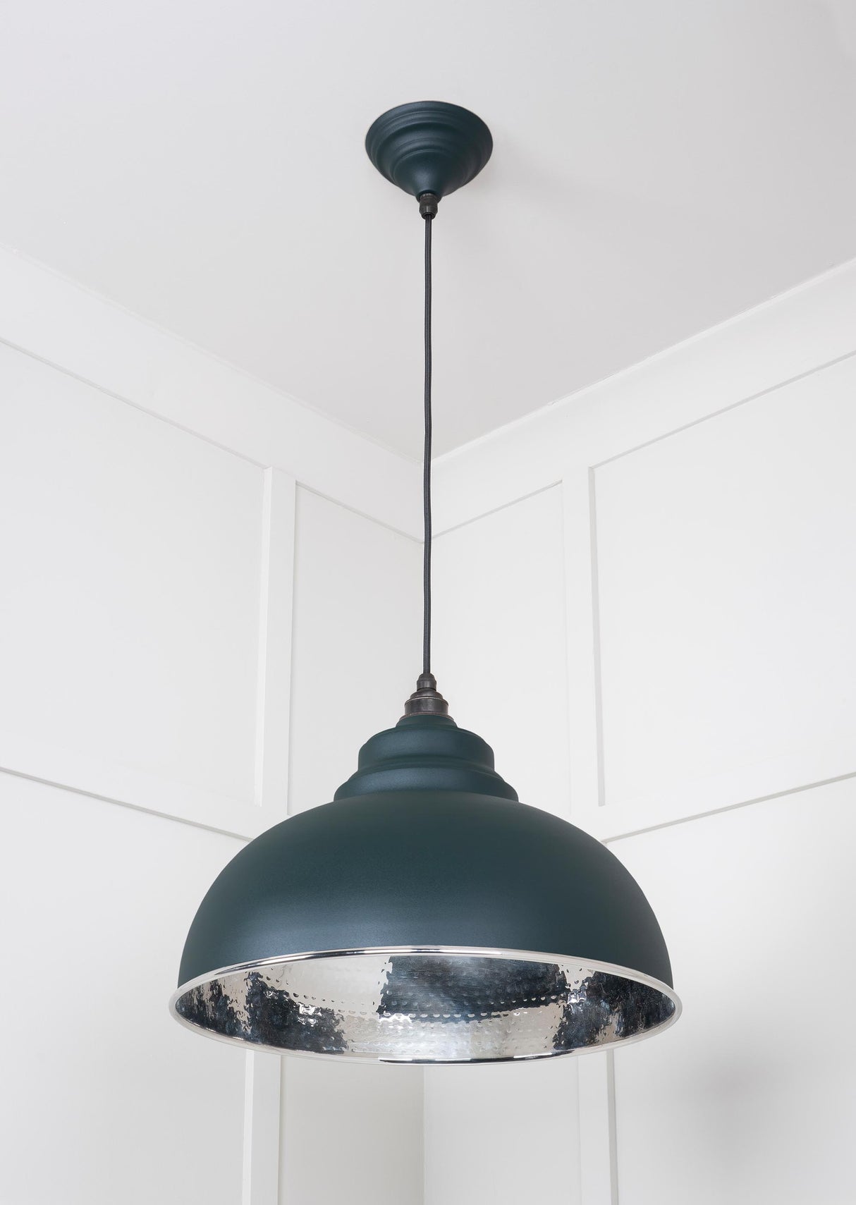 From The Anvil - Hammered Nickel Harborne Pendant in Dingle | Sku. 45472DI | Trade Door Handles.