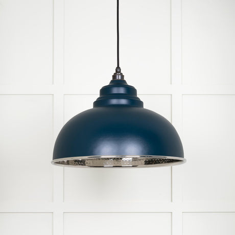From The Anvil - Hammered Nickel Harborne Pendant in Dusk | Sku. 45472DU | Trade Door Handles.