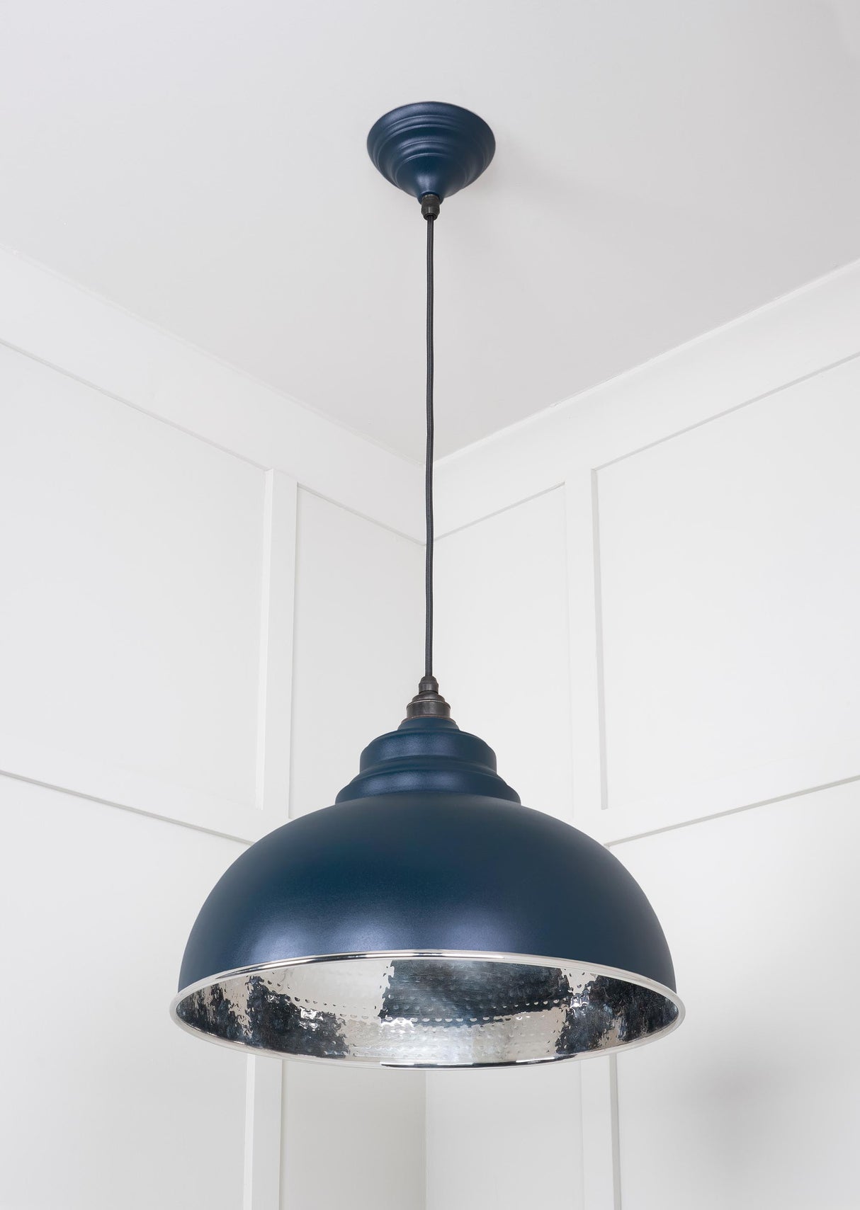 From The Anvil - Hammered Nickel Harborne Pendant in Dusk | Sku. 45472DU | Trade Door Handles.