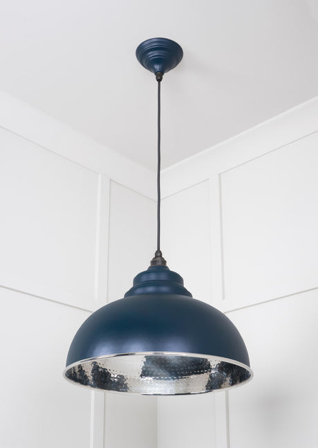 From The Anvil - Hammered Nickel Harborne Pendant in Dusk | Sku. 45472DU | Trade Door Handles.