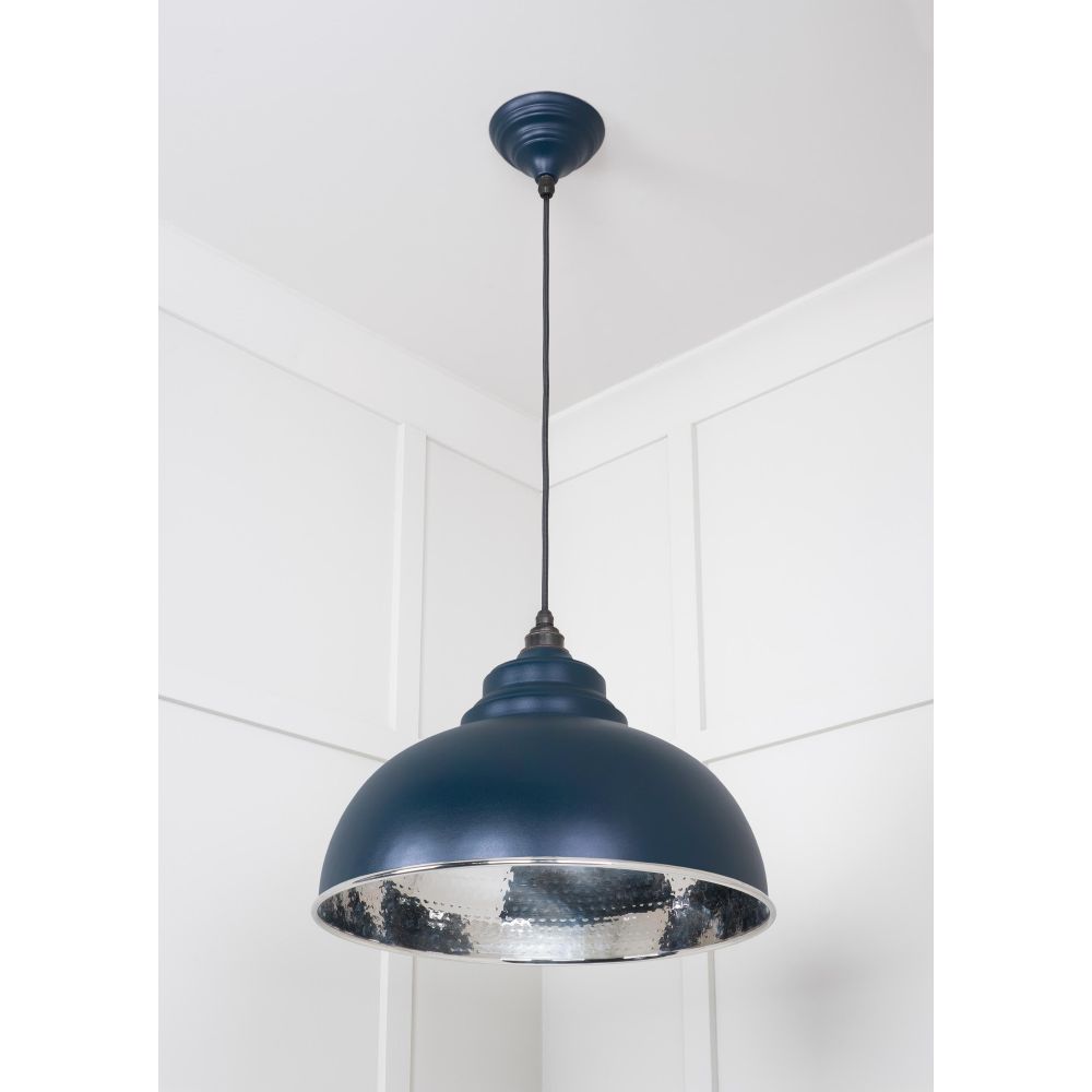 From The Anvil - Hammered Nickel Harborne Pendant in Dusk | Sku. 45472DU | Trade Door Handles.