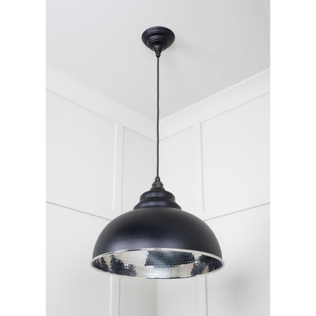From The Anvil - Hammered Nickel Harborne Pendant in Elan Black | Sku. 45472EB | Trade Door Handles.