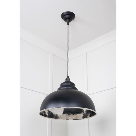 From The Anvil - Hammered Nickel Harborne Pendant in Elan Black | Sku. 45472EB | Trade Door Handles.