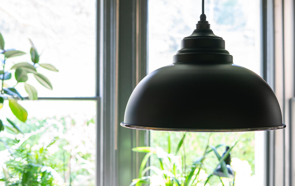 From The Anvil - Hammered Nickel Harborne Pendant in Elan Black | Sku. 45472EB | Trade Door Handles.